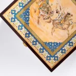 جعبه چوبی نگارگری فیروزه ای از بالا